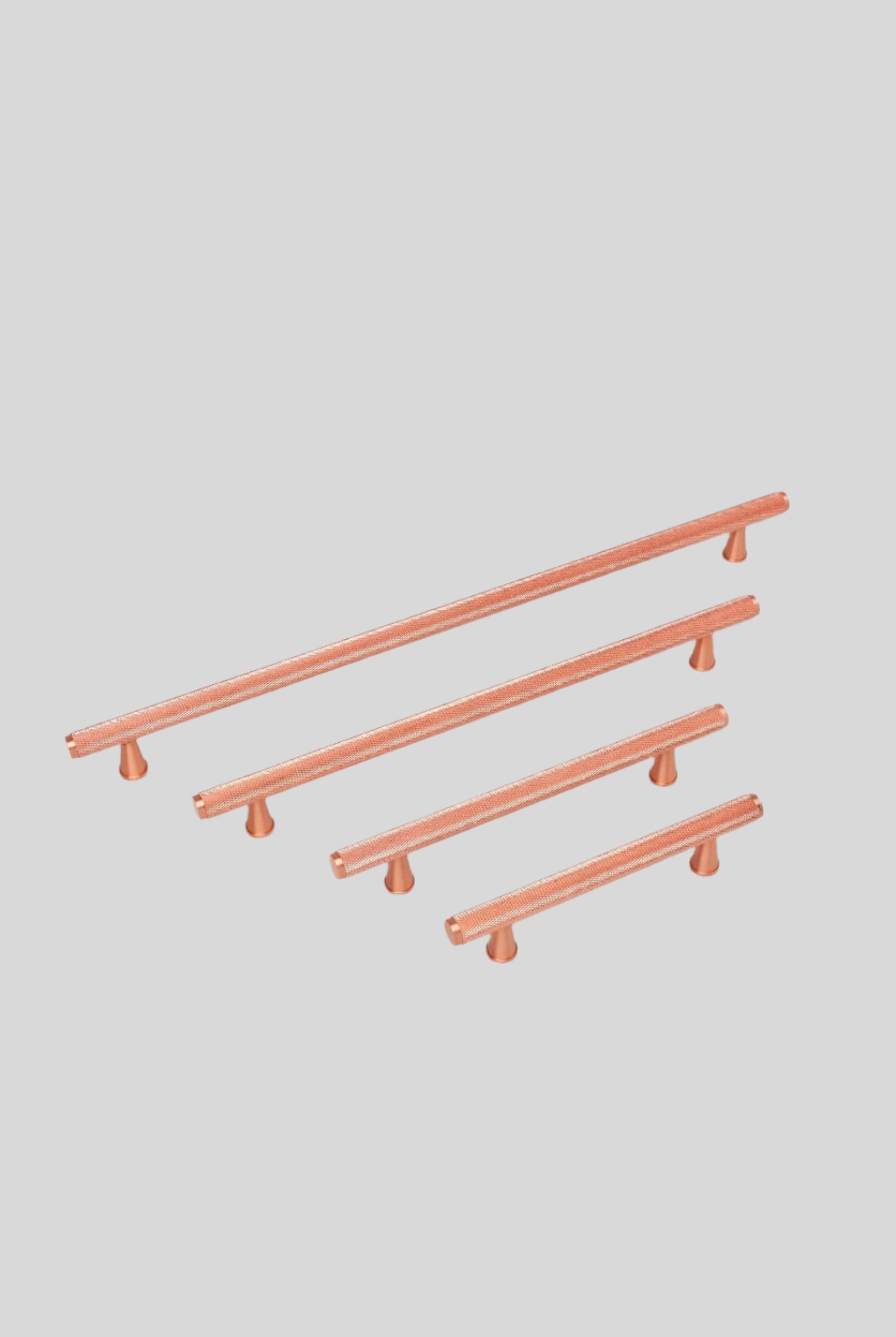 Metalware Direct Mayfair collection Solid Brass Rose Gold Finish Knurled T-Bar Kitchen Cupboard Handles