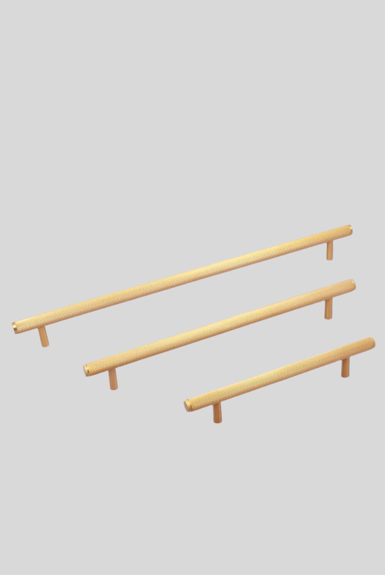 Metalware Direct Trafalgar Solid Brass Matt Finish Knurled T-Bar Kitchen Cupboard Handles