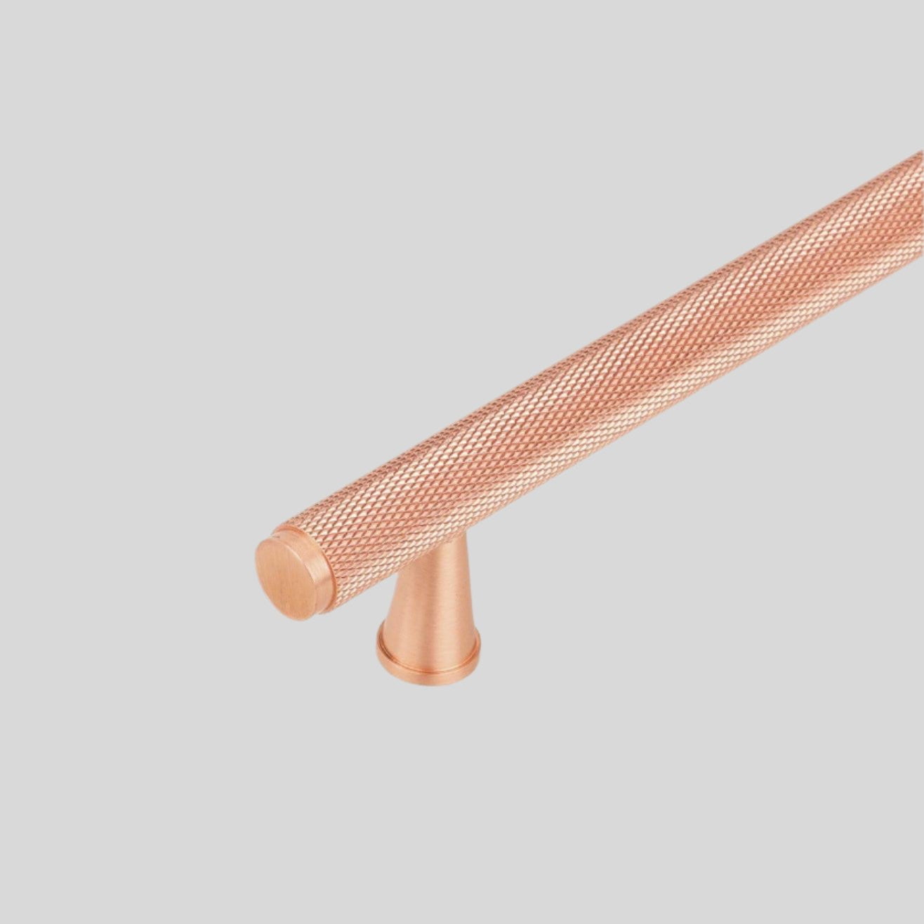 Metalware Direct Mayfair collection Solid Brass Rose Gold Finish Knurled T-Bar Kitchen Cupboard Handles