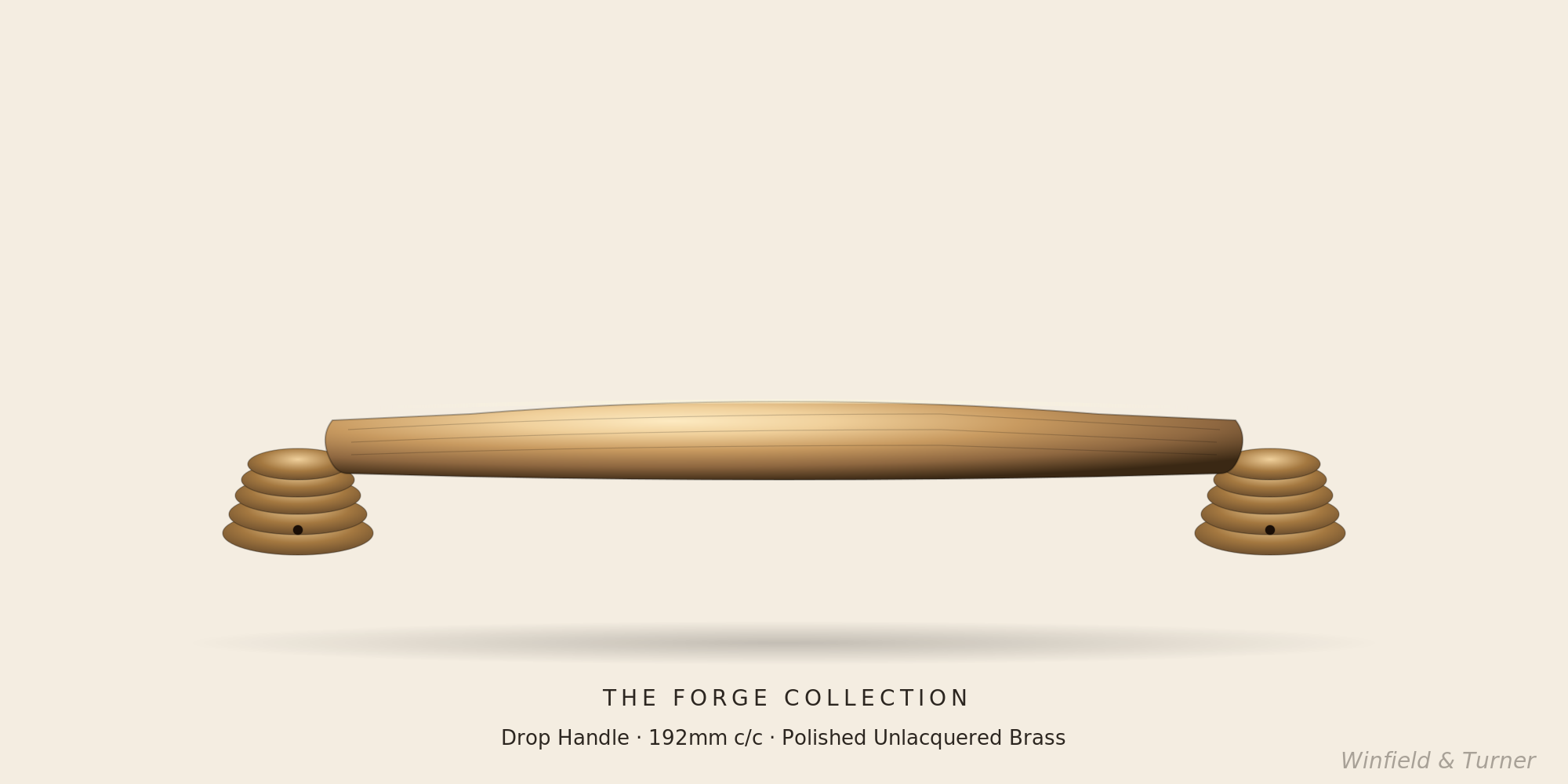 Forge Drop Handle — Regency tapered bar on stepped plinths, solid brass