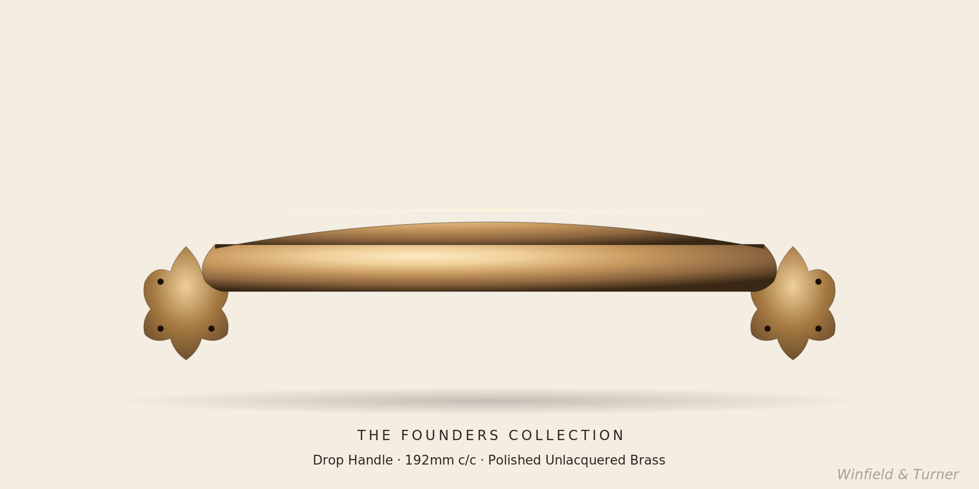 Founders Drop Handle — Georgian bow on quatrefoil feet, solid brass