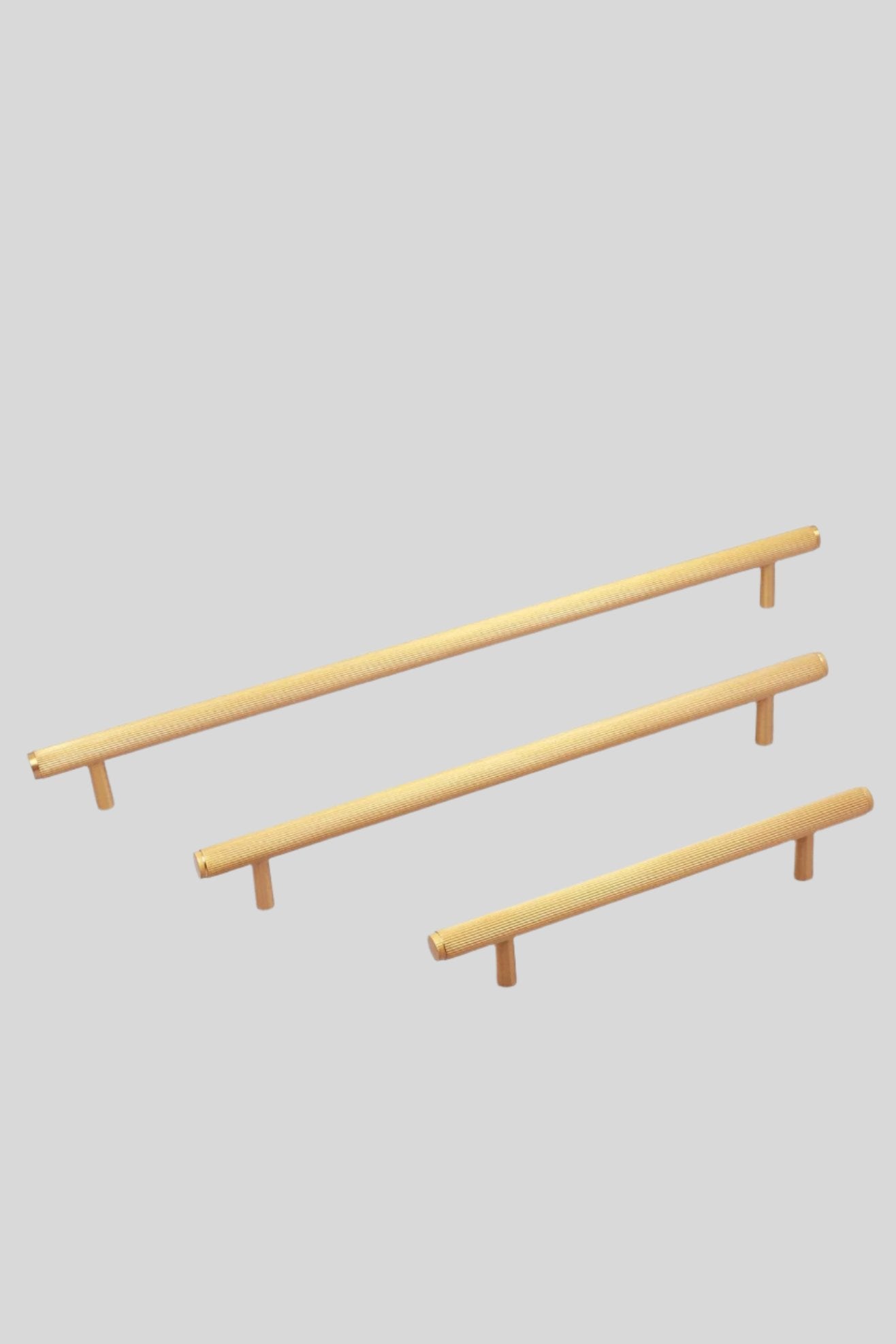 Metalware Direct Trafalgar Solid Brass Matt Finish Knurled T-Bar Kitchen Cupboard Handles