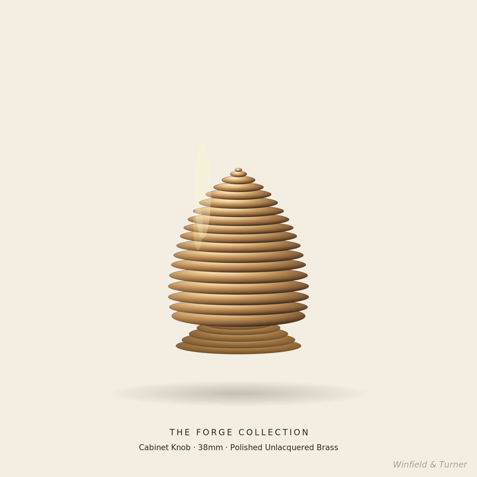 Forge Cabinet Knob — reeded beehive on stepped backplate, solid brass