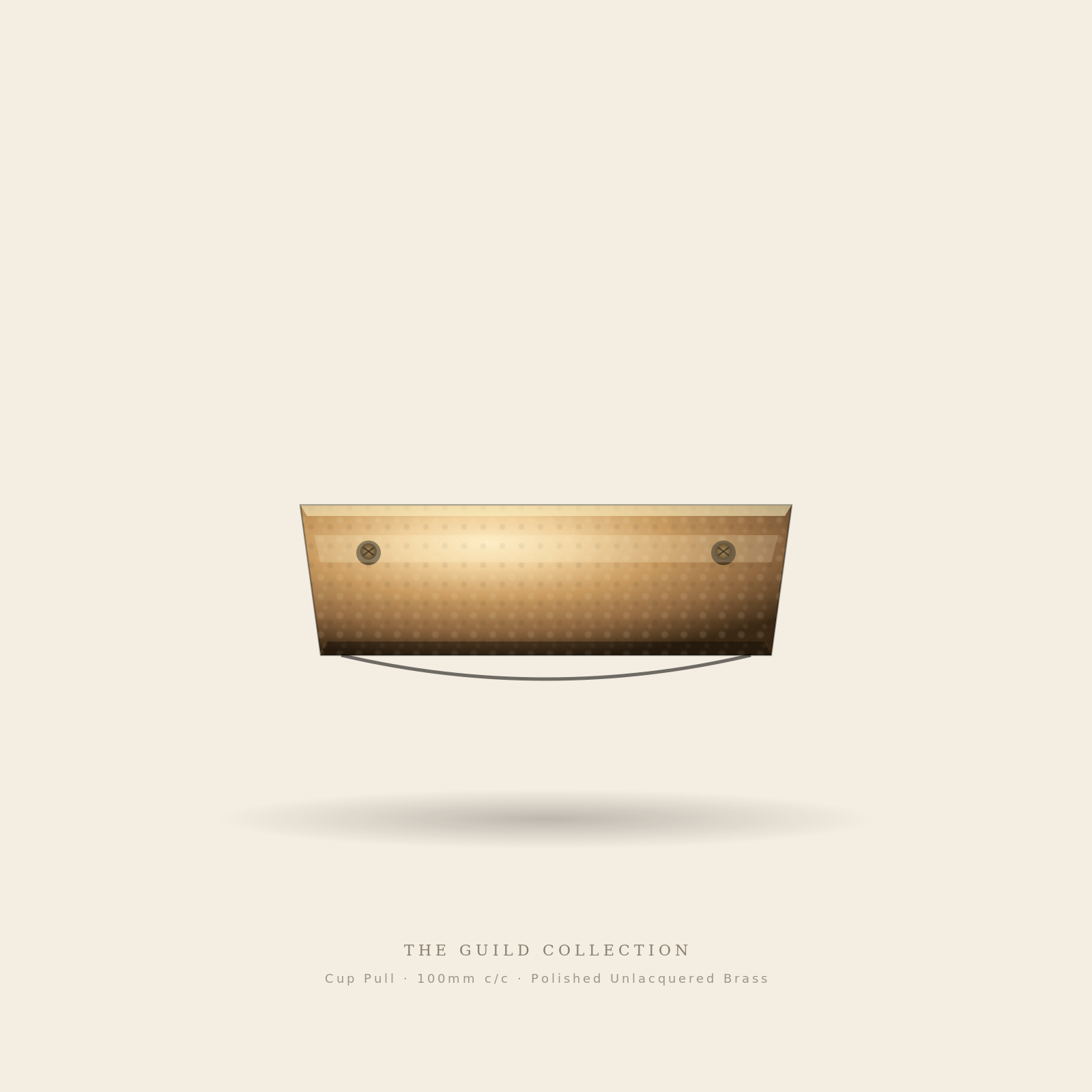 Guild Cup Pull — trapezoidal hammered brass cup pull